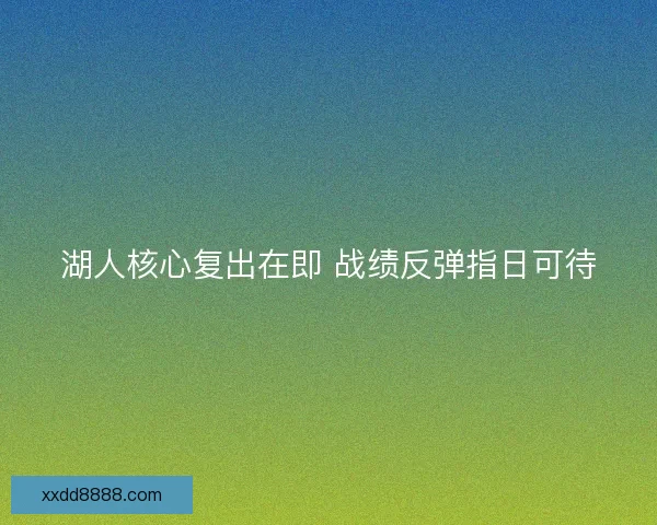 湖人核心复出在即 战绩反弹指日可待